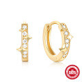 wholesale S925 Sterling Silver Fashion Diamond-Studded Star Ear Hoops for Women,Ins。-0-0
