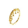 24K Gold Plated S925 Sterling Silver Diamond Grid Stackable Bell Ring-0-3