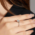 wholesale S925 Sterling Silver Plated Bud Moissanite Ring D Color with Certificate 1 Carat Moissanite Engagement Ring Cross-Border Hot Sale-0-1