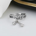 wholesale S925 Sterling Silver Retro Ethnic Style Rising Bamboo Shoot Tassel Pendant Ring with Classical Elegance-0-1
