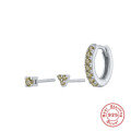wholesale S925 Sterling Silver Diamond Trinity Combination Earring Studs, Trendy and Versatile INS Earrings-0-19