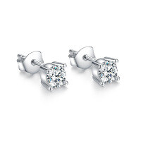wholesale S925 Sterling Silver Four-Prong Zircon Ear Studs Fashion Minimalist Personality Trendy Sweet and Cool INS Daily Wear Earrings-2mm (Tremella plug) 925 silver