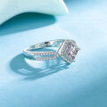 S925 Silver Princess-Cut Moissanite Cross Band Ring-0-1