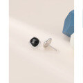 wholesale S925 sterling silver geometric black earrings, trendy European and American fashion, minimalist and, niche-style stud earrings for women-0-1