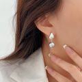 wholesale S925 Sterling Silver with Swarovski Pearls and Gold-Plated Two-Tone Stud Earrings, Korean High-Fashion Spring and Summer New Simple Earrings-0-2