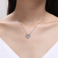 wholesale Sterling silver Yaxi full-set zircon heart necklace for women, versatiledesign with a sense of luxury, gift for girlfriend, collarbone chain accessory-0-2
