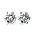 wholesale S925 Silver Six-Prong Moissanite Stud Earrings for Women, Simple and Elegant, Luxury Design, Cross-Border Best Seller, Ready Stock Wholesale-0-4