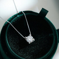 Sterling Silver Moissanite Bull Pendant Necklace for Women, Drop Shipping-1-carat empty setting (with box chain)  925 silver