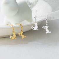 wholesale S925 Silver Fresh and Sweet Style Niche Design Asymmetric Diamond-Inlaid Cat Earrings M05867-Silver>925 silver