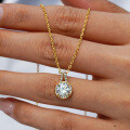 14K Gold Plated 925 Silver Moissanite Pendant Necklace for Women Cross-border Supply-0-2