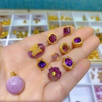 wholesale S925 silver gold-plated natural amethyst accessories, DIY handmade spacer beads, new semi-finished necklace and bracelet charms-Round Faceted Spacer Beads Natural Amethyst