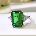wholesale S925 Silver 10*14 Rectangular Cabochon Emerald Ring for Women, Minimalist and Elegant, Available for Drop Shipping-0-1