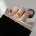 wholesale 925 Sterling Silver Diamond-Inlaid Emerald Green Ring Women's Japanese Retro Minimalist Luxury Fashion Elegant Band J9976-0-2