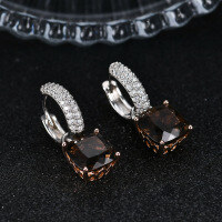 wholesale S925 silver inlaid with colored gemstones, new light luxury-style fashionable design natural smoky quartz earrings stud earrings-Smoky Quartz>925 Silver