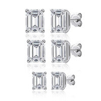 Sterling Silver Square Stud Earrings, Unisex Minimalist Daily Wear-Style B [Clearance Sale with Free Shipping]  925 Silver