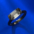 wholesale 925 Sterling Silver 6*9 Emerald Cut Black Gray Zircon Ring Vintage Minimalist Ring Band-0-5