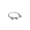 wholesale S925 sterling silver 554 Korean version INS niche design minimalist versatile geometric sphere glossy texture open ring-0-5