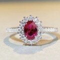 wholesale S925 Sterling Silver Pigeon Blood Red Ring for Women with Ruby Zirconia Solitaire, Korean Style Minimalist Versatile Ring, Colorfast-0-3