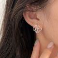 wholesale S925 Sterling Silver Four-Leaf Clover Bamboo Knot Ear Studs Women's New Chinese Style National Trend Light Luxury Versatile Small Earrings-0-4