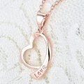 wholesale 14K Rose Gold/9K Gold DIY Personalized Engraving LOVE Heart Pendant, Heart-Shaped Necklace-0-1