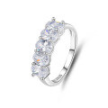 wholesale S925 Sterling Silver Zirconia Seven Princess Ring for Women, Small and Niche Stackable Row Ring,HW。-0-6