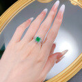 wholesale S925 Silver Ring, ZHUO Zhifang Jewelry Live New Style 7*7 Emerald Simulation Diamond Ring for Foreign Trade Hot Sale-0-3