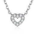 Metal Pendant Necklace with Small Hollow Heart Design-0-3