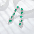 wholesale Gold Plated 925 Silver Graff-Style Irregular Synthetic Emerald Stud Earrings for Women-0-3