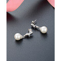 wholesale S925 Sterling Silver Artificial Pearl Earrings for Women, Small and Minimalist Advanced Sense Studs, New Fashion Elegant Ear Accessories Ear Drops-0-2