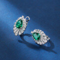 wholesale S925 Sterling Silver Radiant High-Carbon Diamond Zircon Emerald Stud Earrings for Women, Wholesale and Live Streaming-0-2