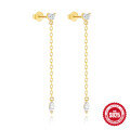 wholesale S925 Sterling Silver Tassel Chain Inlaid with Zircon Diamond Heart Earrings, Korean Style Light Luxury-0-5