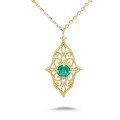 wholesale 18k Gold ArtLi Jewelry Fashion Trendy Niche Versatile Light Luxury Style Hollow Out Emerald Full-cut Diamond Necklace-0-4
