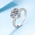 wholesale Pt950-plated 925 Sterling Silver Women's Hollow Set Starry Wish Diamond Ring with 1ct Moissanite-0-1