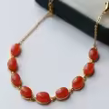 wholesale S925 silver natural river material icy base cherry red multi-granule cabochon bracelet simple yet luxurious cherry red Nanhong bracelet-0-1