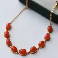 wholesale S925 silver natural river material icy base cherry red multi-granule cabochon bracelet simple yet luxurious cherry red Nanhong bracelet-Cherry Red Multi-Grain Bracelet 925 Silver