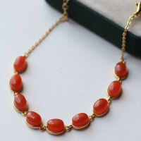 wholesale S925 silver natural river material icy base cherry red multi-granule cabochon bracelet simple yet luxurious cherry red Nanhong bracelet-Cherry Red Multi-Grain Bracelet 925 Silver