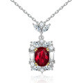 wholesale 925 Sterling Silver Jewelry Set 3-Piece European and American Fashion Ruby Pendant Necklace Zircon Earrings High Carbon Diamond Ring-0-3