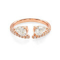 Metal Moissanite Teardrop Adjustable Ring for Women, Valentine's Gift-0-6