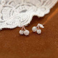 wholesale Sterling Silver Minimalist Cherry Earrings for Women, Small and Fresh, Exquisite, Girly, Korean Style Trendy Ear Accessories-0-4