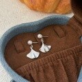 wholesale S925 Sterling Silver Korean Version Minimalist Ginkgo Leaf Ear Studs Women Small Pearl Earrings Trendy-0-5
