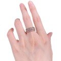 wholesale S925 Silver Vintage Lace Pink Ring Fashion Stackable Ring Daily Versatile Band Ring-0-4