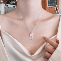 wholesale S925 Sterling Silver Korean Minimalist Style Irregular Pin-Shaped Pendant Necklace Creative Fashion Simple Jewelry for Women-557LM/approx. 6.1g>925 silver