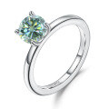 wholesale S925 Sterling Silver Green Moissanite 05 Carat Four-Prong Setting Ring with GRA Certificate Light Luxury Gemstone Ring-0-0