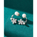 wholesale S925 Sterling Silver Floral Pearl Earrings for Women, Fashionable Minimalist Niche Design High-end Stud Earrings, Convertible Two-way Wear Ear Jewelry-0-0
