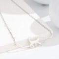 wholesale S925 Sterling Silver Minimalist Style Cat Necklace, Unique and Niche Versatile Accessory, Light Luxury Moon Cat Collarbone Chain-0-3