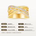 18K Gold-Plated 925 Silver Hollow Cross Moissanite Ring-0-4