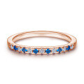 wholesale S925 Sterling Silver Single Row Half Eternity Ring with Rose Gold Plating and Blue Zircon for Women-0-6