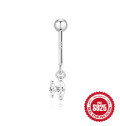 wholesale S925 Sterling Silver Snowflake Marquise Diamond Ball Flat Back Vertical Threaded Ear Cartilage Stud-0-14