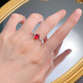 wholesale S925 silver jewelry live new 6*8mm oval simulated pigeon blood red corundum fashion minimalist ring-0-3
