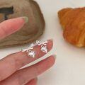 wholesale S925 Sterling Silver Bow Heart Stud Earrings Women's New Trendy Versatile Minimalist High-End Earrings-0-1